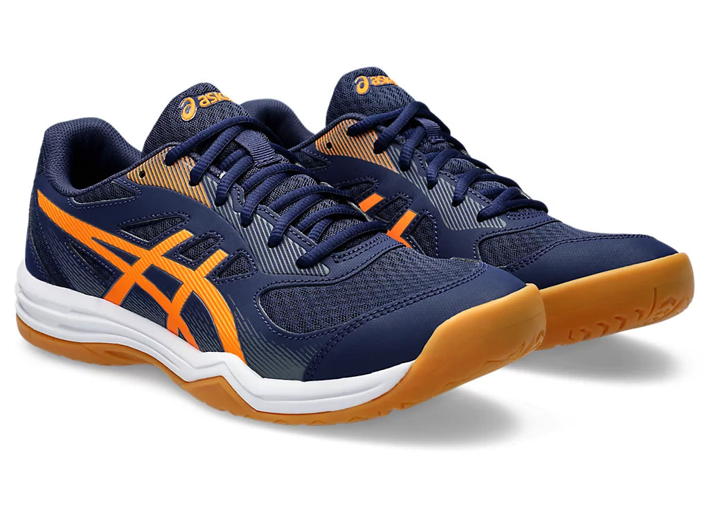 Asics Upcourt 5 Badminton Shoes - Peacoat/Shocking Orange