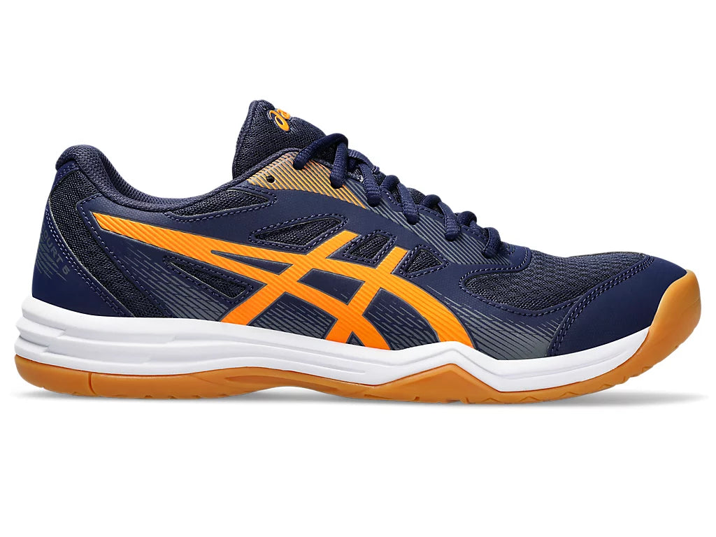 Asics Upcourt 5 Badminton Shoes - Peacoat/Shocking Orange