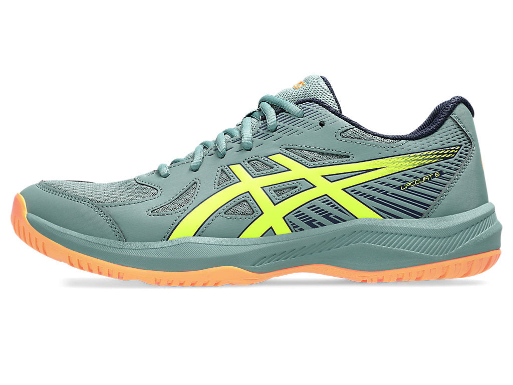 Asics Upcourt 6 Badminton Shoes | Celadon/Safety Yellow