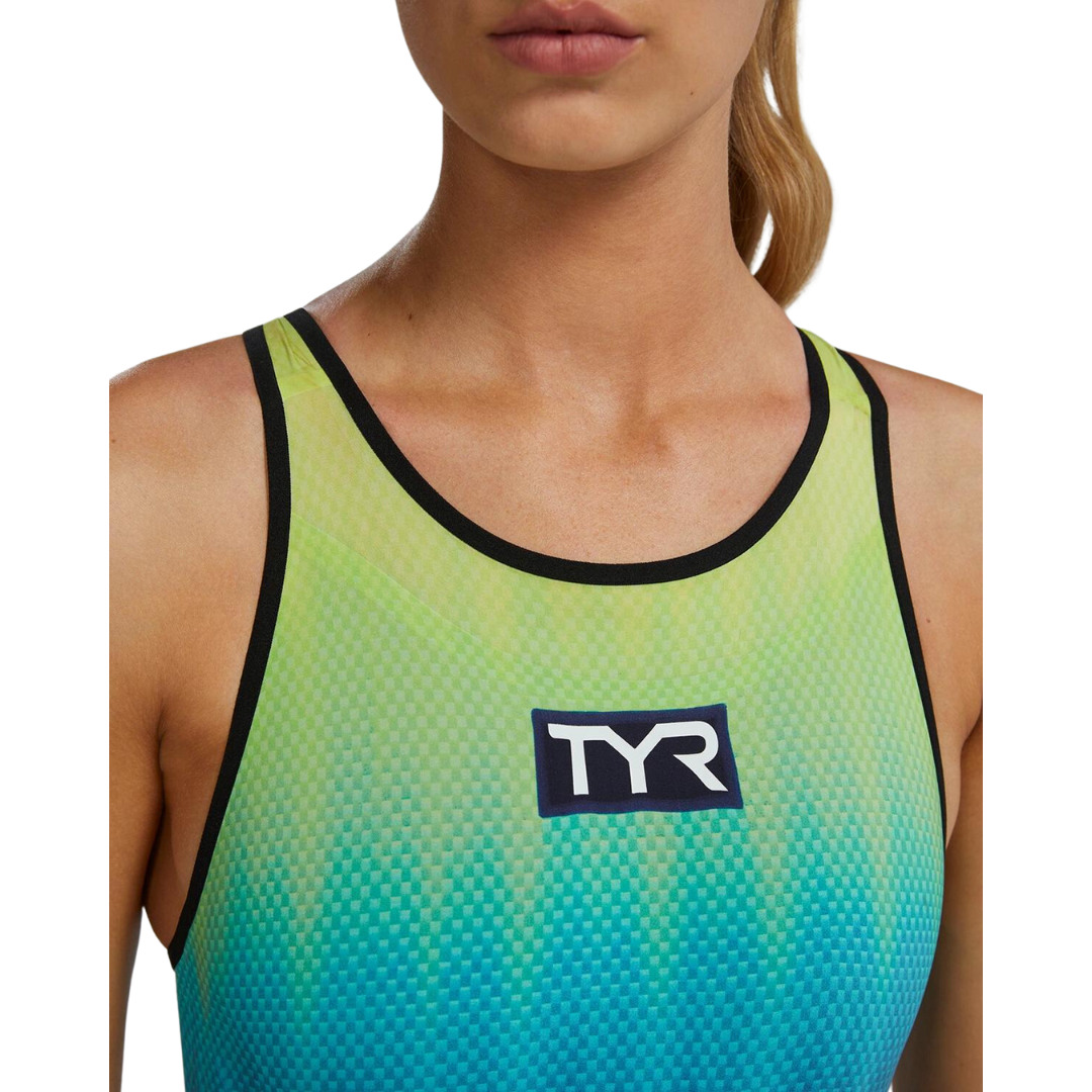 TYR Venzo Influx Women's Openback Swimsuit - Lime Navy