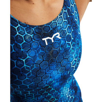 TYR Women's Thresher Open Back Swimsuit Akurra | Blue