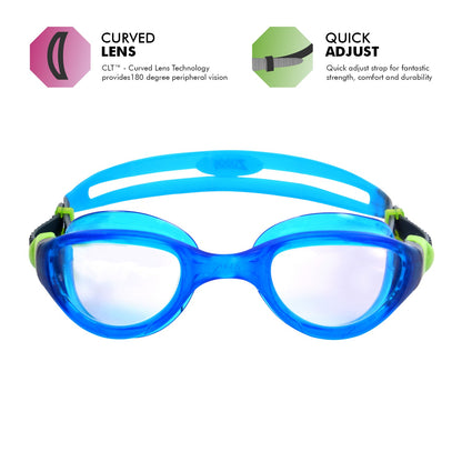 Zoggs Phantom 2.0 Swimming Goggles | Translucent Blue/Green/Clear