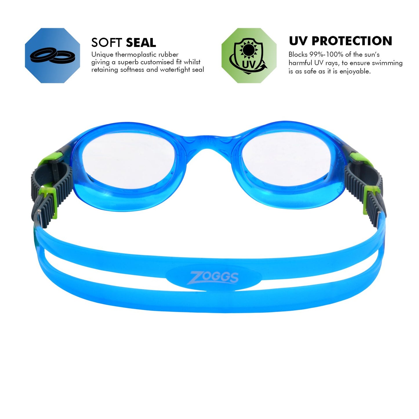 Zoggs Phantom 2.0 Swimming Goggles | Translucent Blue/Green/Clear