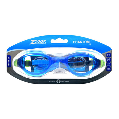 Zoggs Phantom 2.0 Swimming Goggles | Translucent Blue/Green/Clear