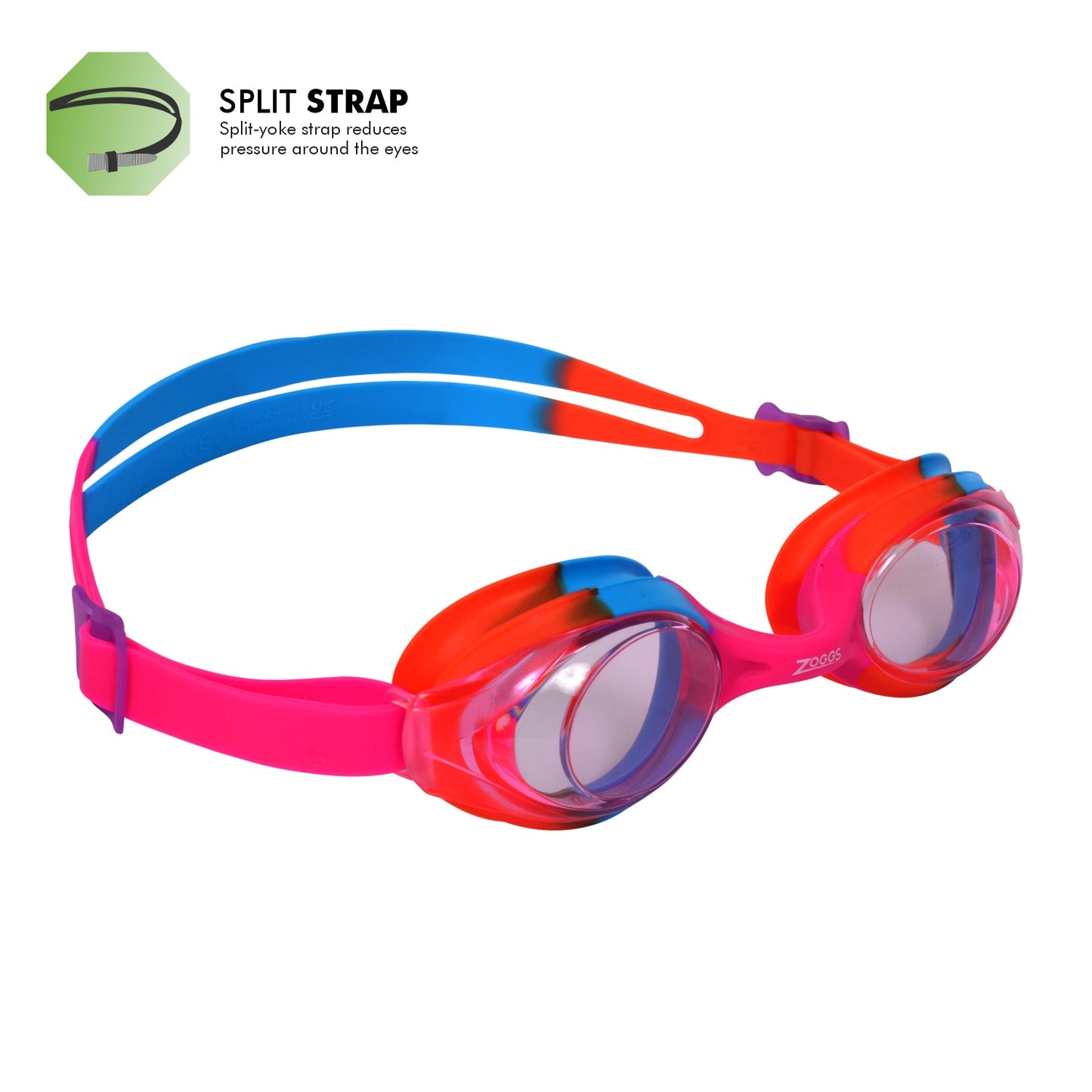 Zoggs Bondi Junior Swimming Goggles | Pink/Orange - Tinted Pink Lens