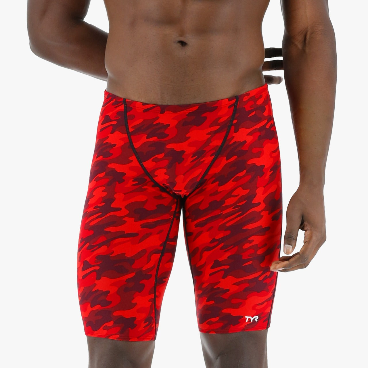 TYR Durafast Elite Men's Blackout Camo Jammer Swimsuit | Red