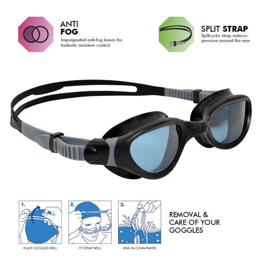 Zoggs Phantom 2.0 Swimming Goggles | Black/Grey/Tint Smoke