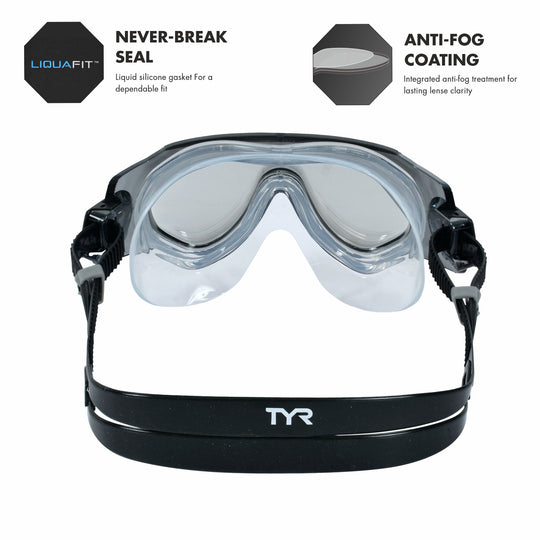 TYR Tidal Wave Mirrored Swim Mask - Silver/Black