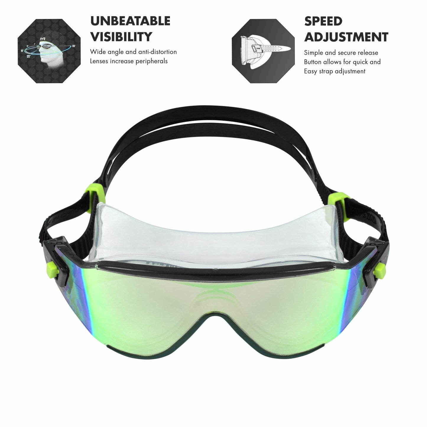 TYR Tidal Wave Mirrored Swim Mask - Gold/Green