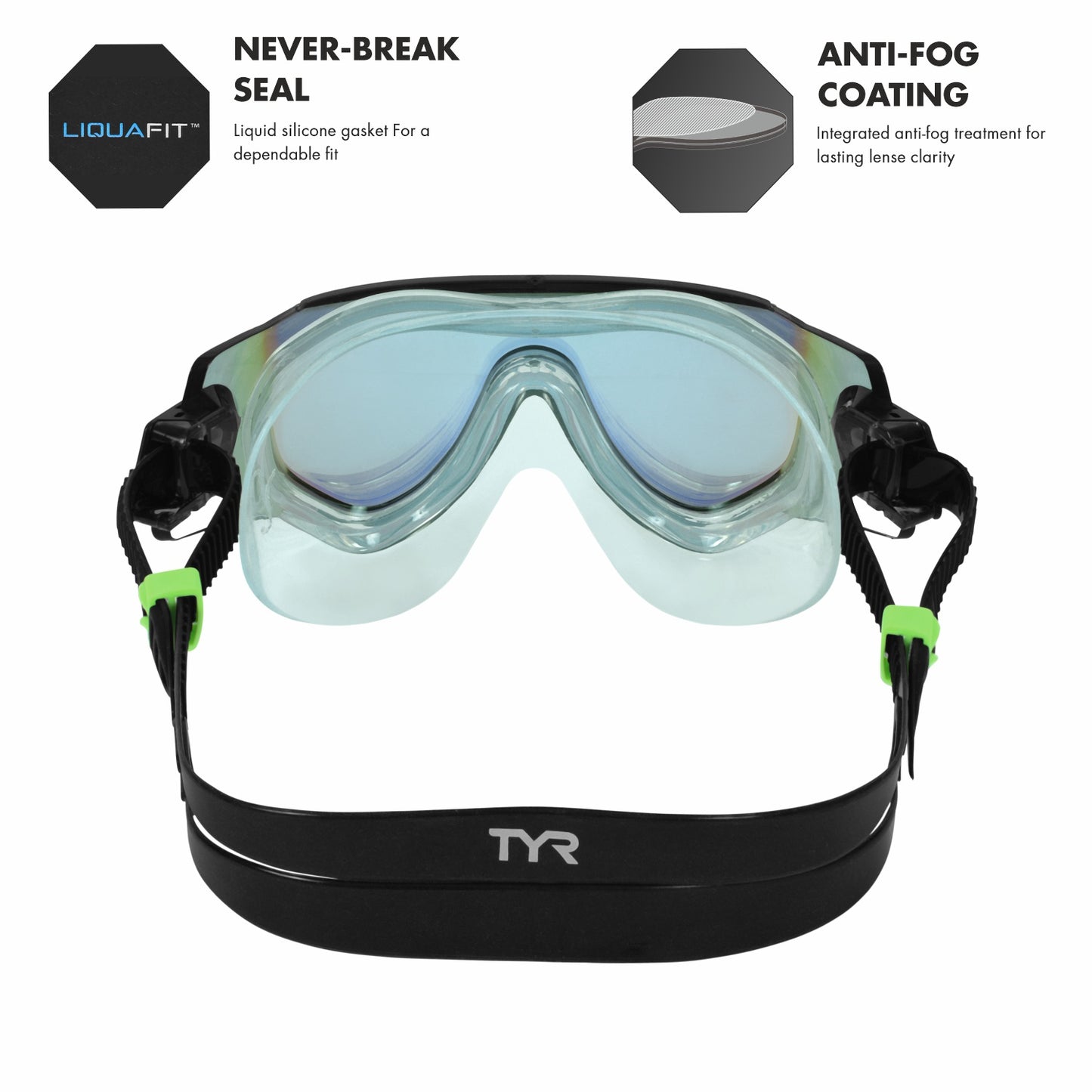 TYR Tidal Wave Mirrored Swim Mask - Gold/Green