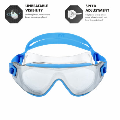 TYR Tidal Wave Mirrored Swim Mask - Silver/Blue