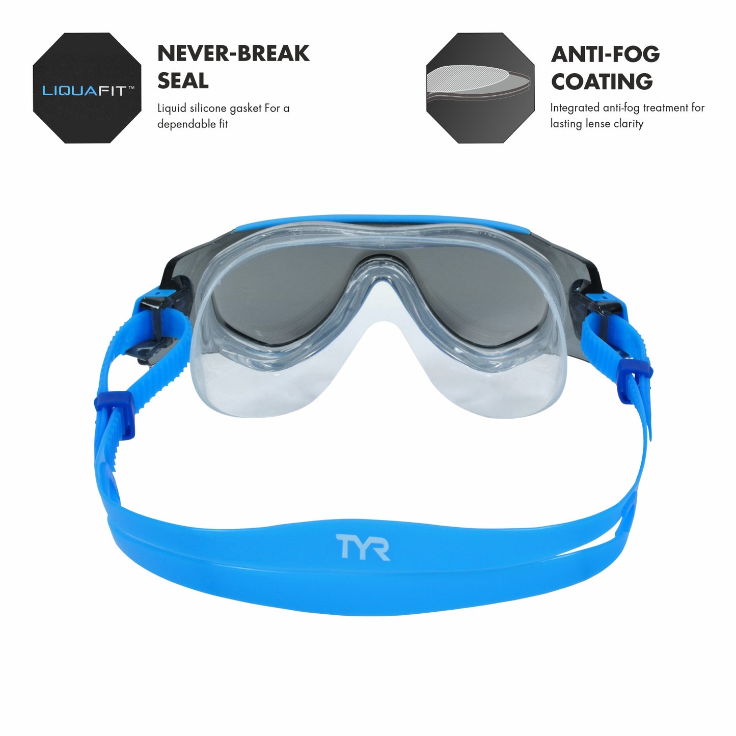 TYR Tidal Wave Mirrored Swim Mask - Silver/Blue