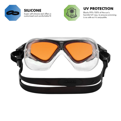 Zoggs Tri-Vision Mask Swimming Goggles | Grey/Black - Tinted Copper Lens