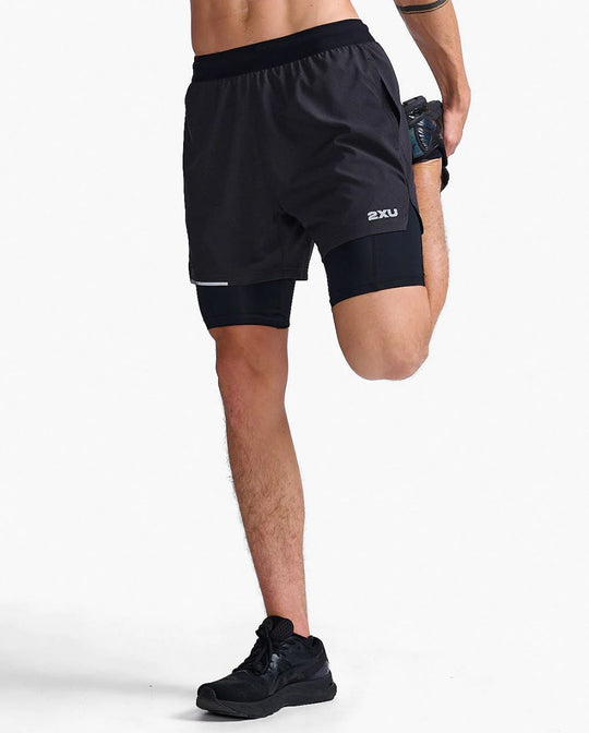 2XU Aero 2-In-1 5Inch Shorts | Black/Silver Reflective