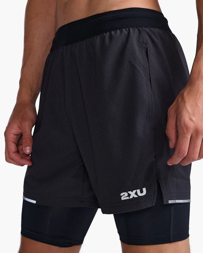 2XU Aero 2-In-1 5Inch Shorts | Black/Silver Reflective