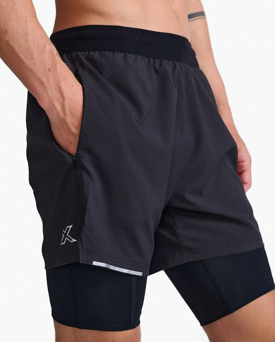 2XU Aero 2-In-1 5Inch Shorts | Black/Silver Reflective