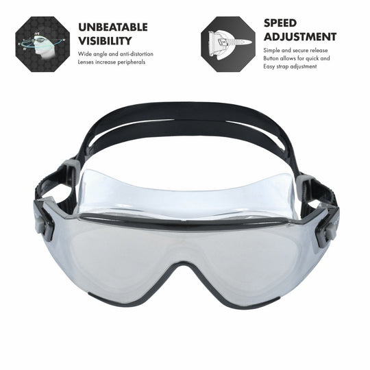 TYR Tidal Wave Mirrored Swim Mask - Silver/Black