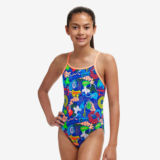 Funkita Girl's Diamond Back One Piece | Blues Baby