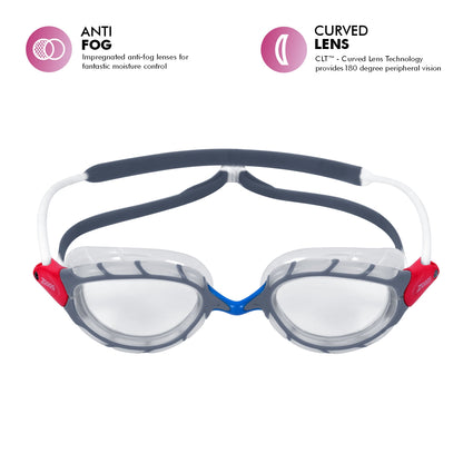 Zoggs Predator Swimming Goggle | Clear Lens/Clear Grey - Regular Fit