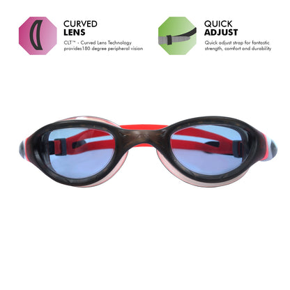 Zoggs Phantom 2.0 Swimming Goggles | Black/Red/Tint Smoke Lens