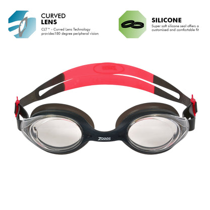 Zoggs Bondi Swimming Goggles | Smoke/Red - Clear Lens