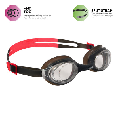 Zoggs Bondi Swimming Goggles | Smoke/Red - Clear Lens