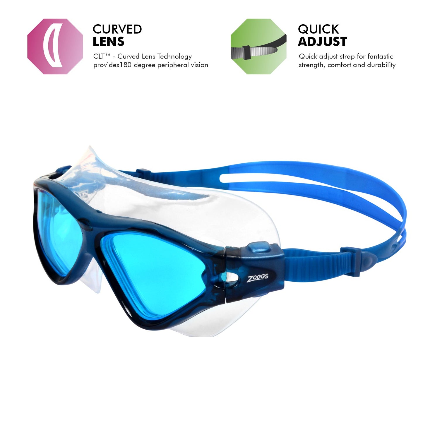 Zoggs Tri-Vision Mask Goggles | Navy/Blue - Tinted Blue Lens