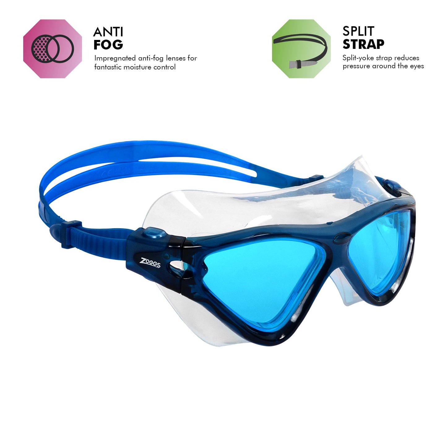 Zoggs Tri-Vision Mask Goggles | Navy/Blue - Tinted Blue Lens