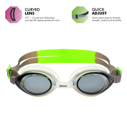 Zoggs Bondi Swimming Goggles | White/Blue - Lime/Tinted Smoke Lens