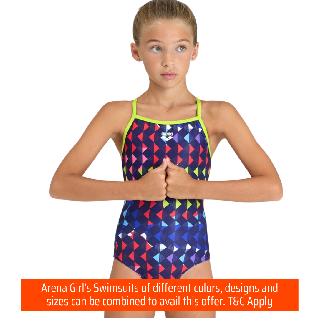 Arena Carnival Girl's Swimsuit | Lightdrop Back | Soft Green- Multi