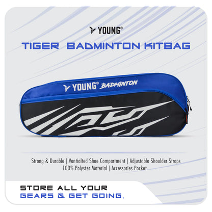 Young Tiger Double Zipper Kitbag with Shoe Compartment | Blue/Black