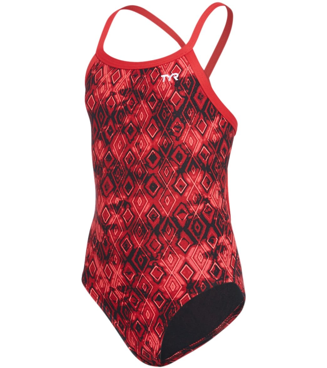 TYR Women's Glacial Diamondfit Swimsuit YouthFit- Red/Black