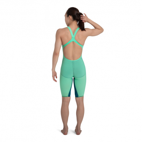 Speedo Fastskin LZR Valor Openback Kneeskin Green Blue